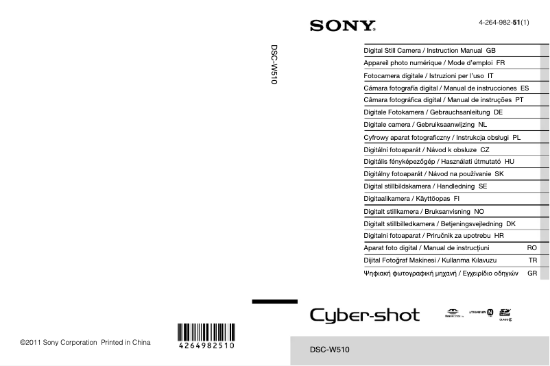 Page 1 of the manual User Manual Sony Cybershot DSC-W510