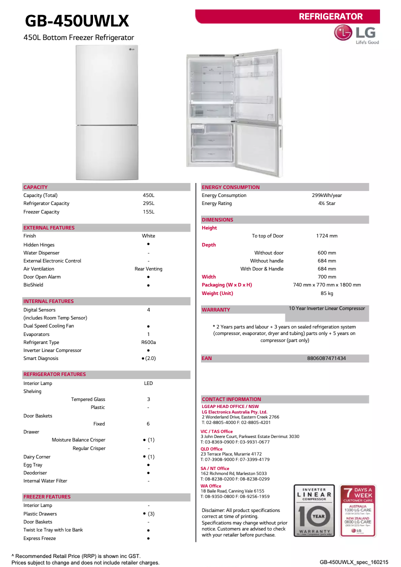 First page image of the manual for GB-450UWLX