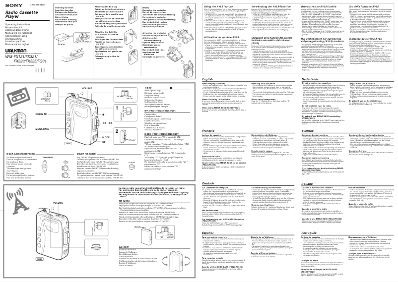 Page 1 of the manual User Manual Sony Walkman WM-FX121