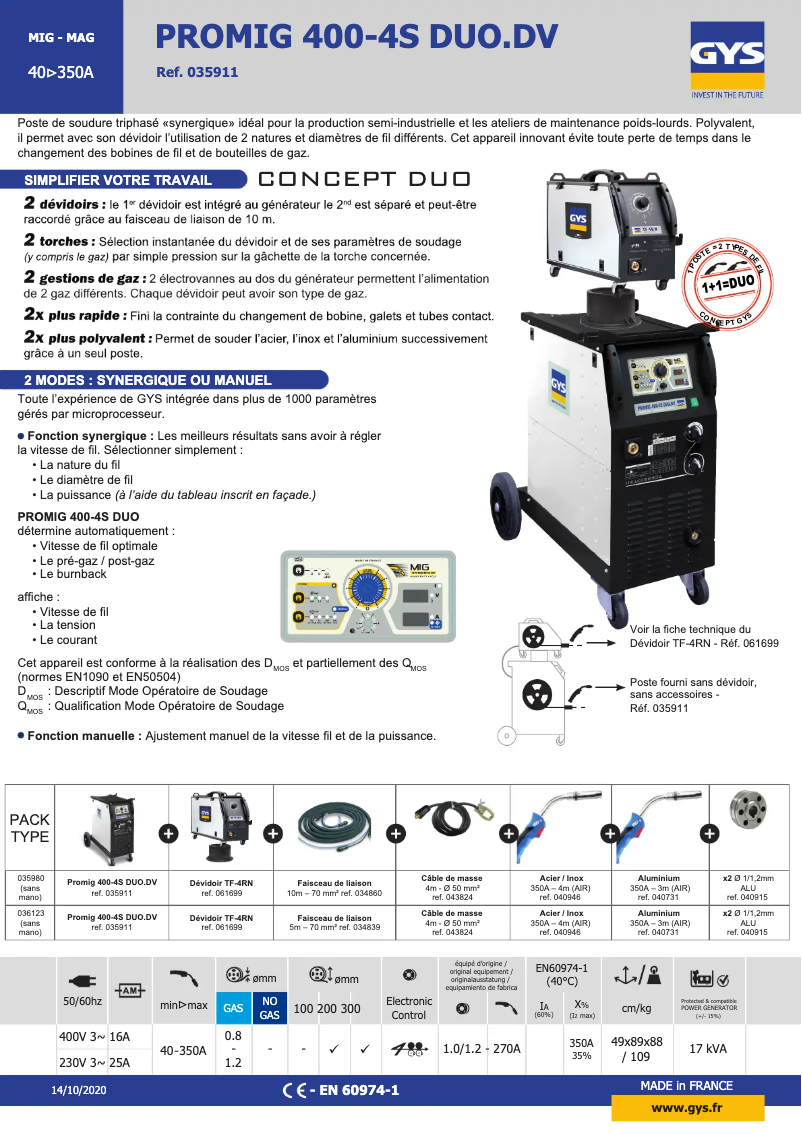 First page image of the manual for Promig 400 4S DUO DV