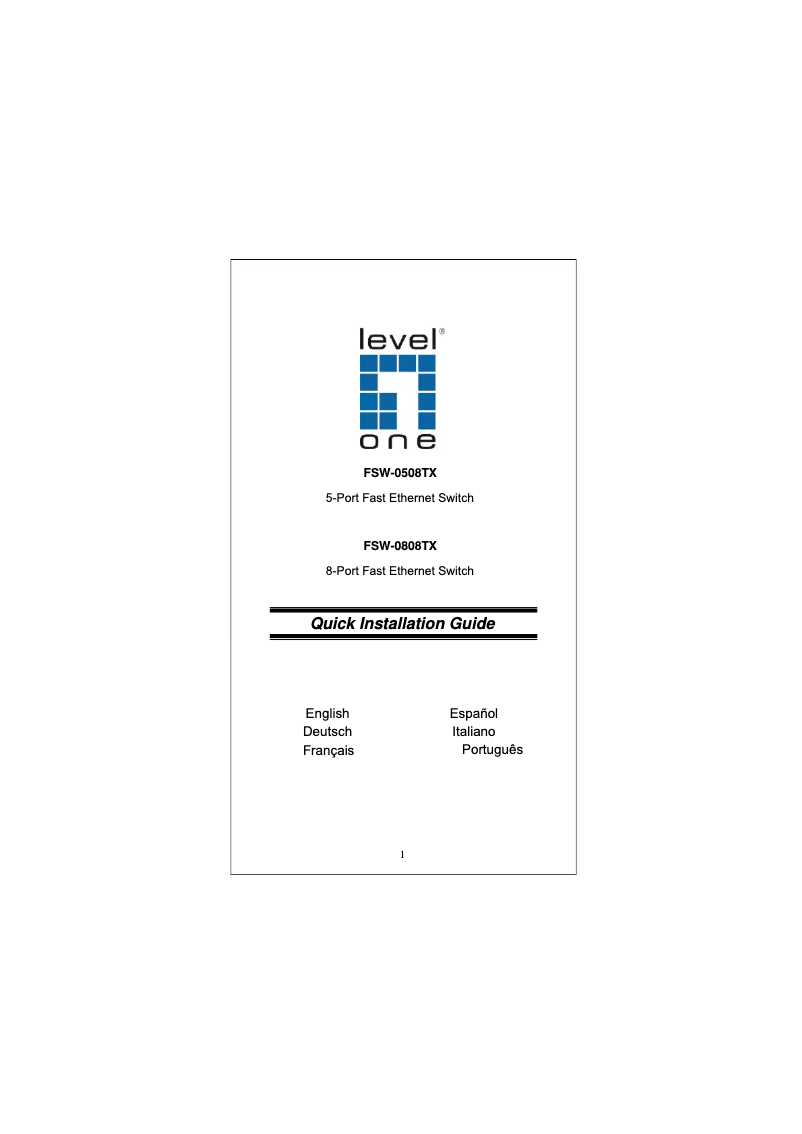 Page 1 of the manual User Manual LevelOne FSW-0508TX