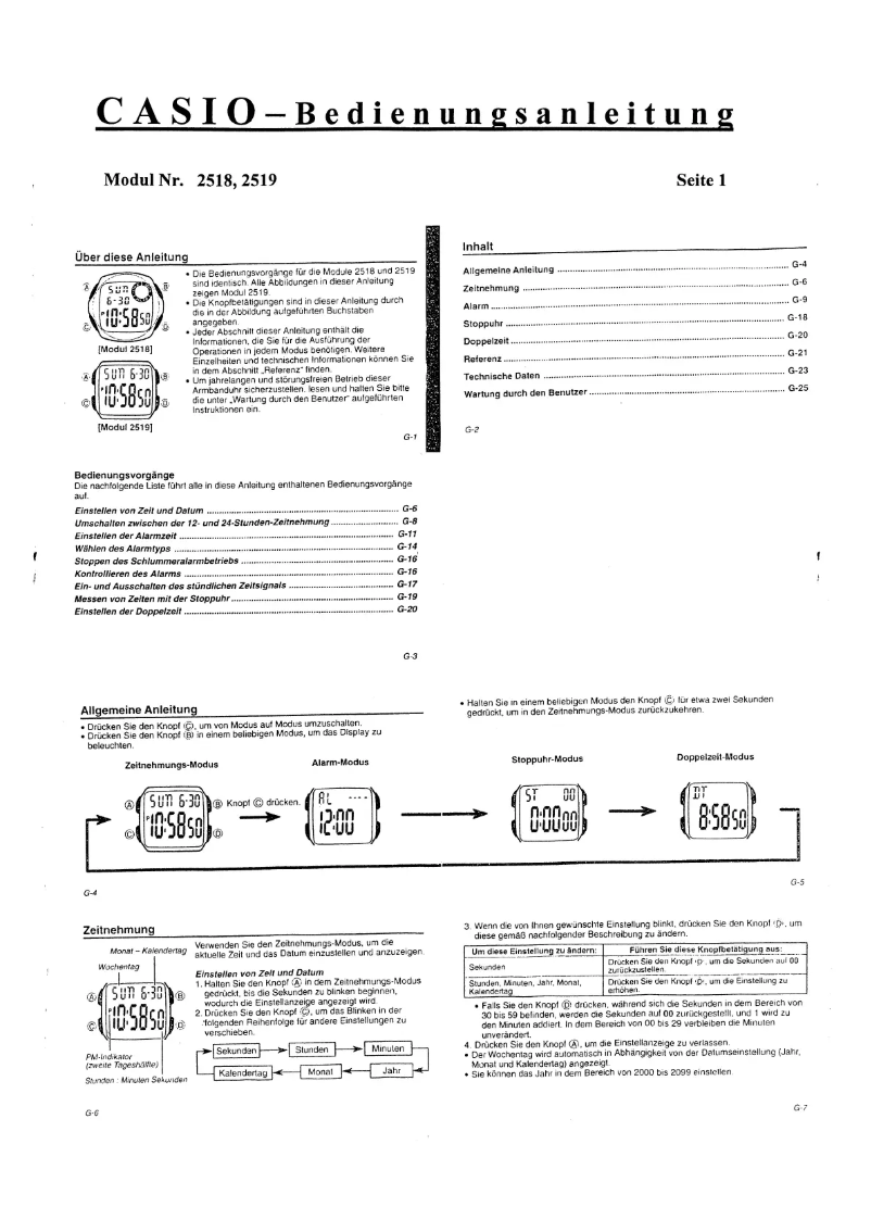 Page 1 of the manual User Manual Casio 2518