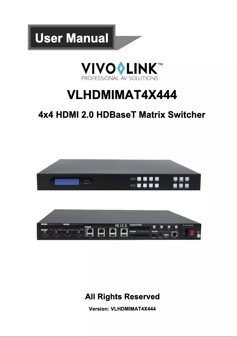 Page 1 de la notice Manuel utilisateur Vivolink VLHDMIMAT4X444