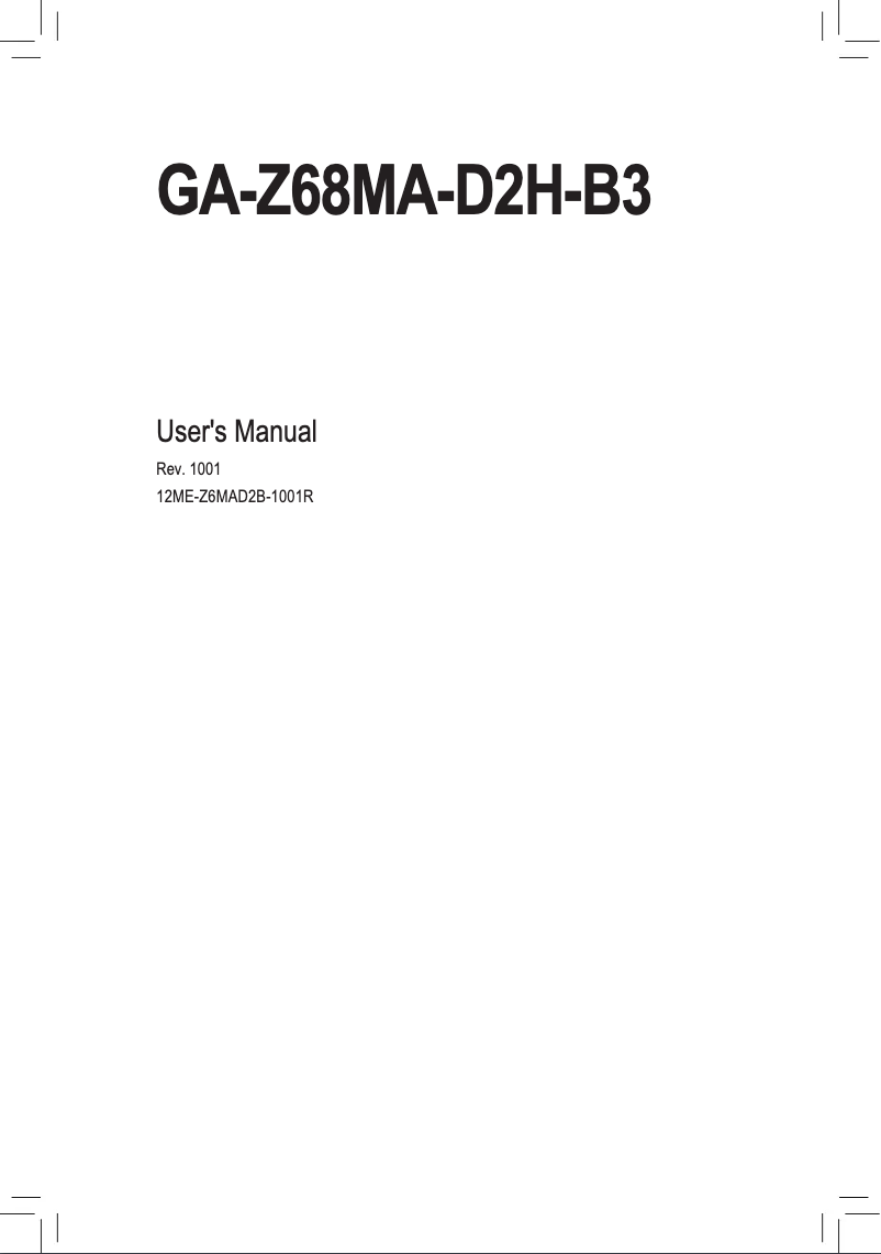 Page 1 of the manual User Manual Gigabyte GA-Z68MA-D2H-B3
