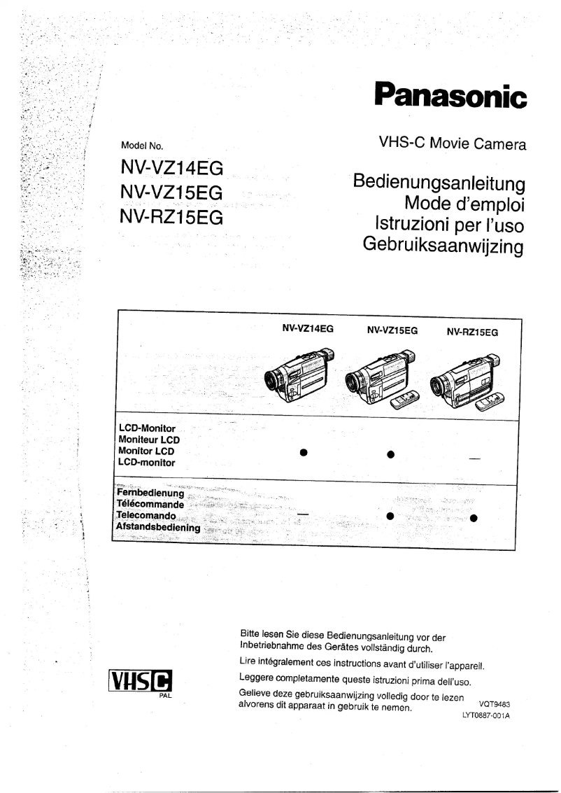 Page 1 of the manual User Manual Panasonic NV-VZ14