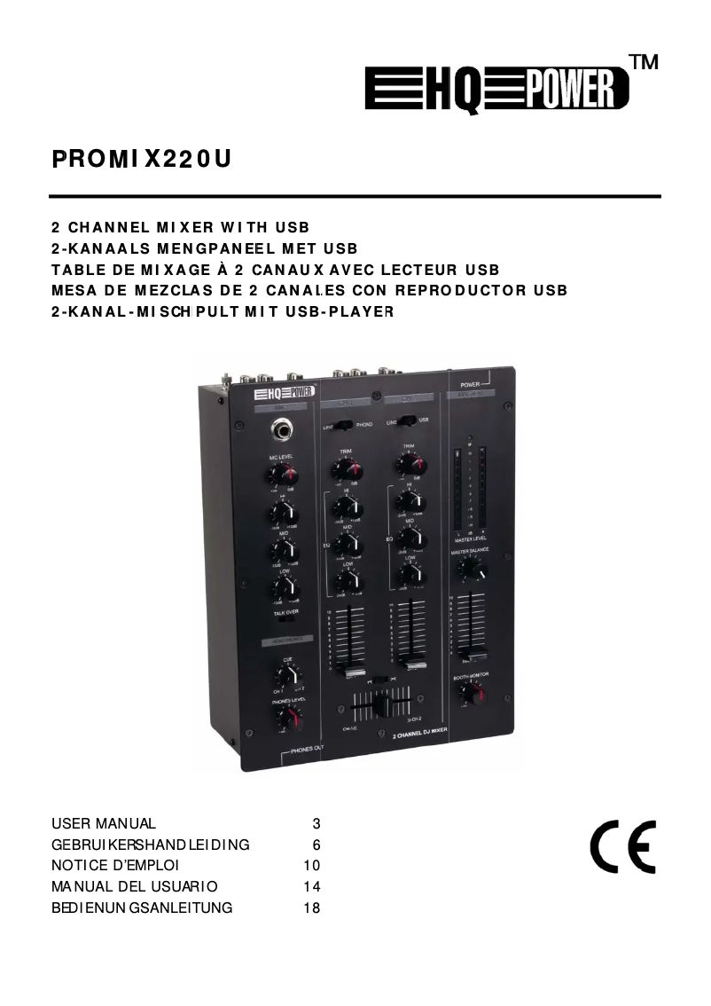 Page 1 of the manual User Manual Velleman PROMIX220U