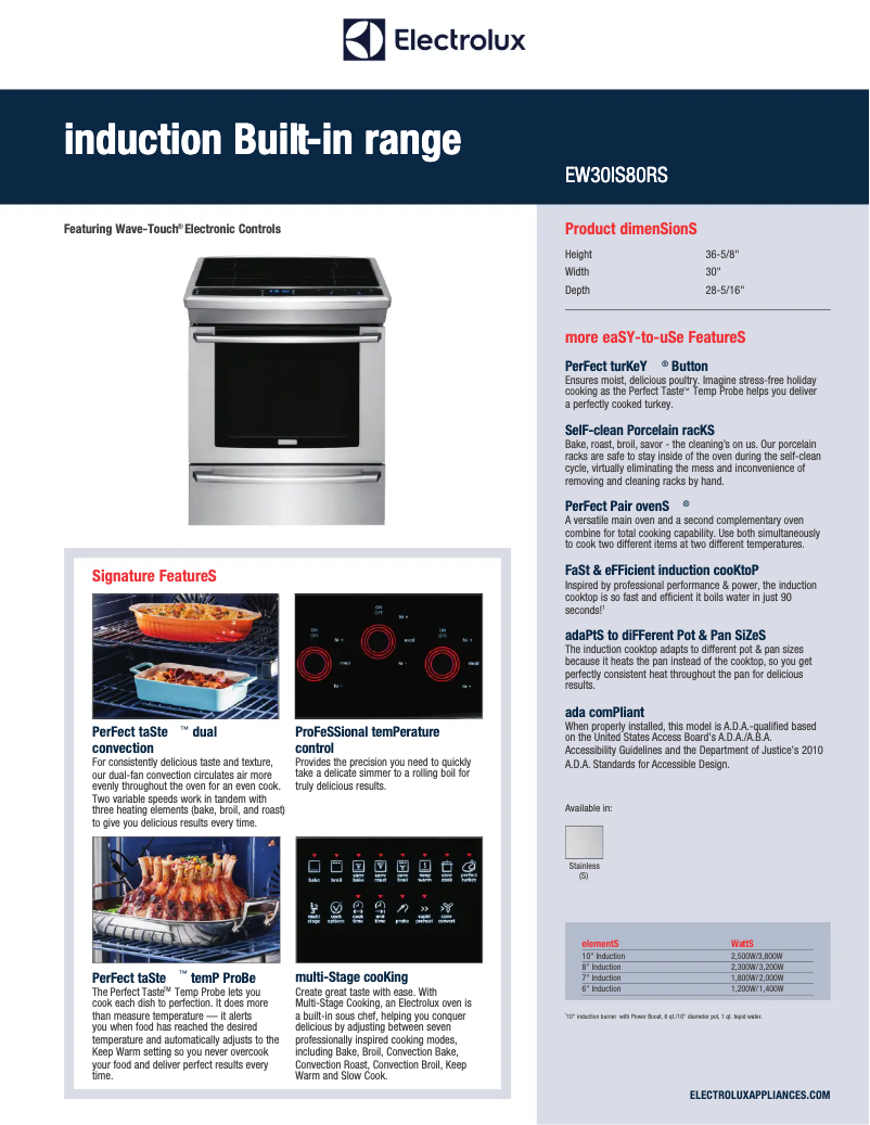 Page 1 of the manual Technical Sheet Electrolux EW30IS80RS