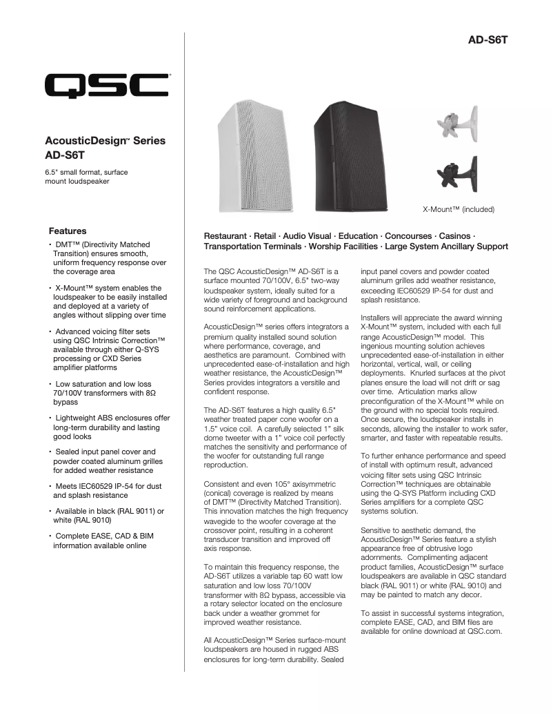 First page image of the manual for AD-S6T