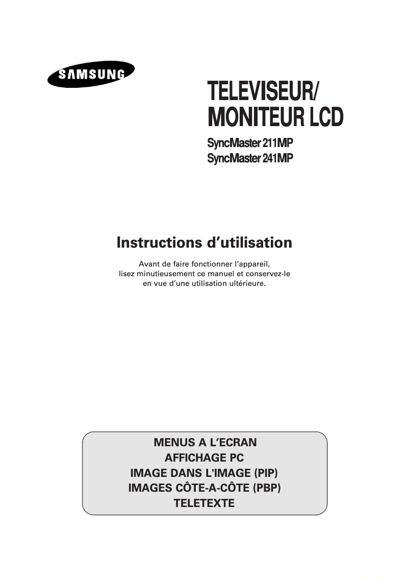 First page image of the manual for SyncMaster 211MP