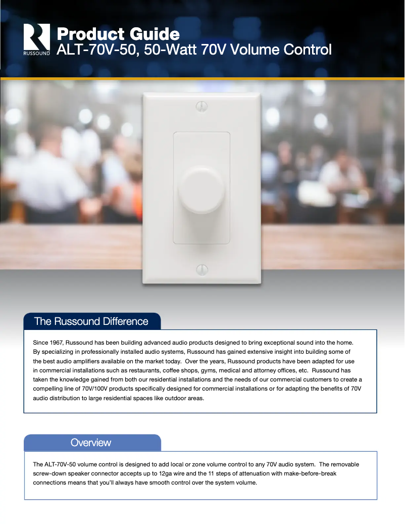 Page 1 of the manual Brochure Russound ALT-70V-50