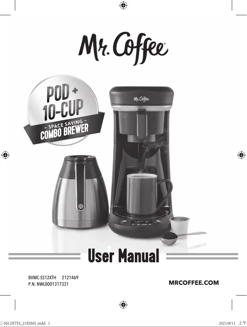 Page 1 of the manual User Manual Mr. Coffee Pod + 10-Cup