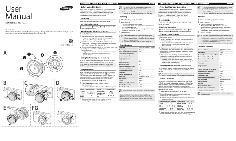 First page image of the manual for F10ANW