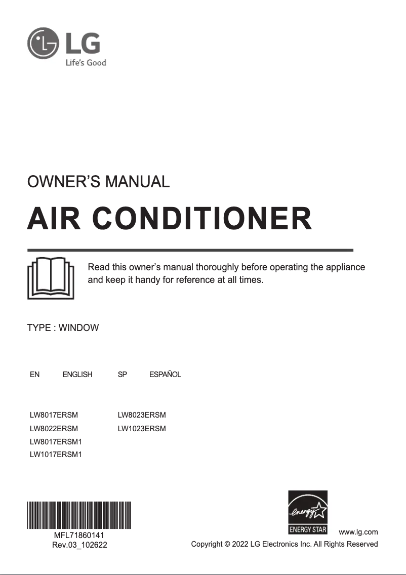 First page image of the manual for LW1217ERSM1