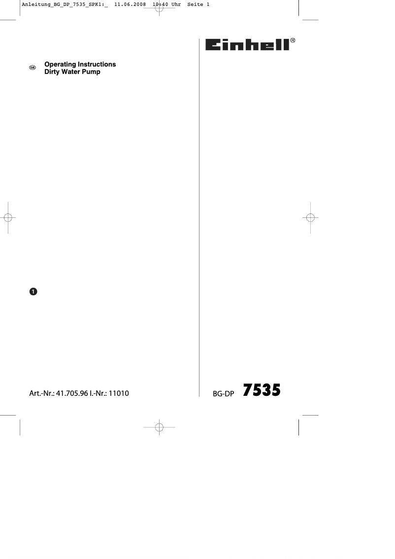 First page image of the manual for BG-DP 7535