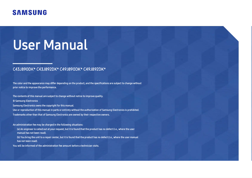 First page image of the manual for C43J890DKL
