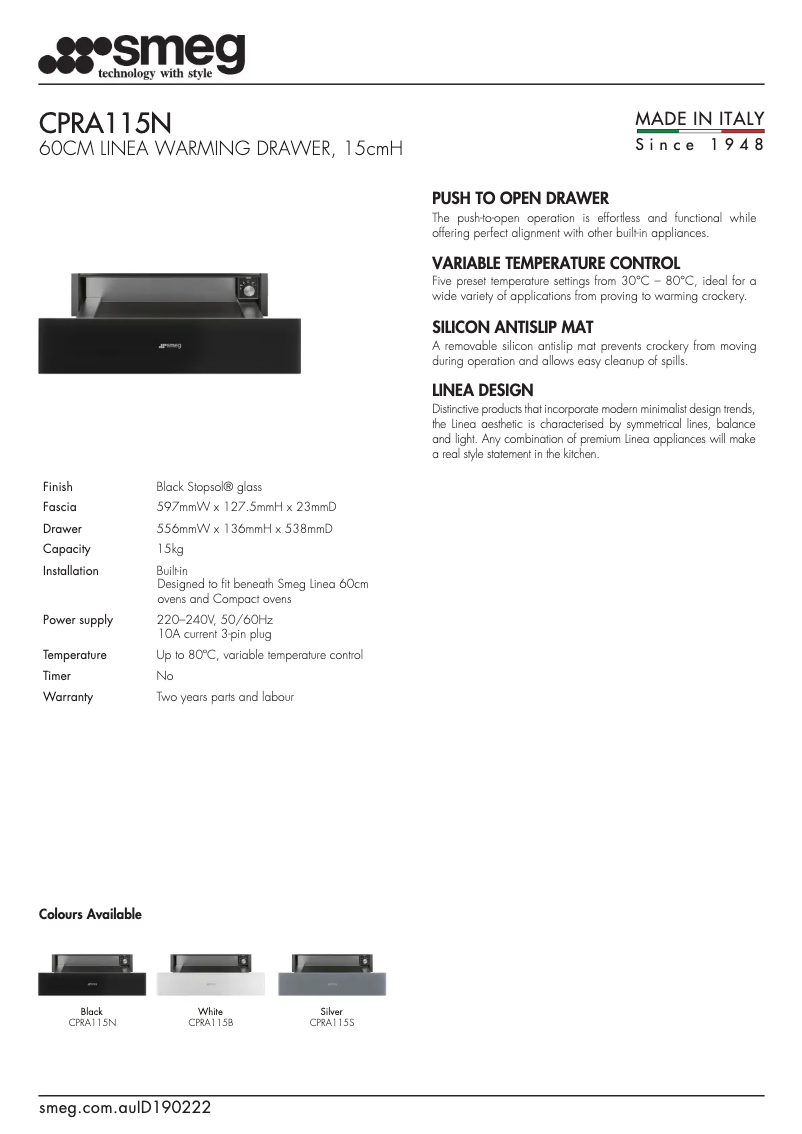 Image de la première page du manuel de l'appareil CPRA115N