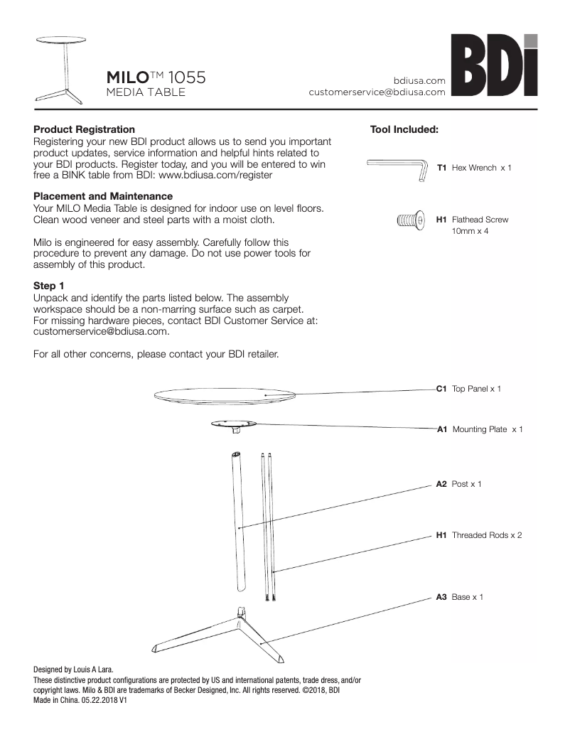 First page image of the manual for Milo 1055
