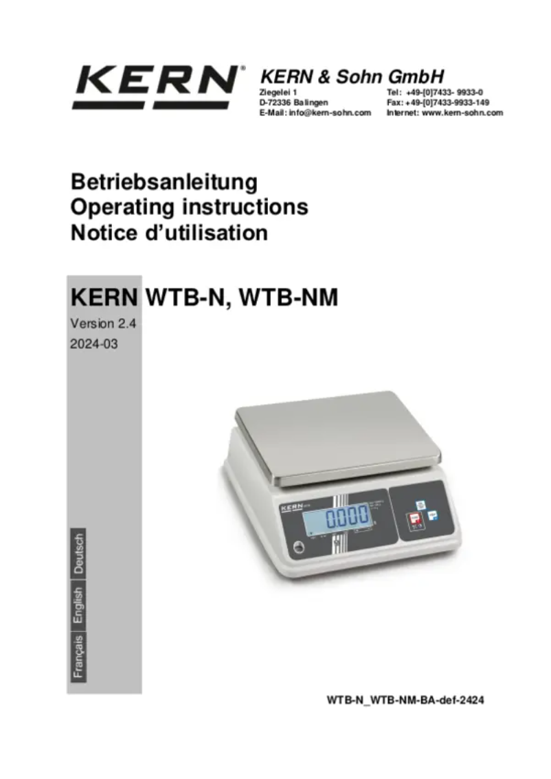 First page image of the manual for WTB 3K-4N