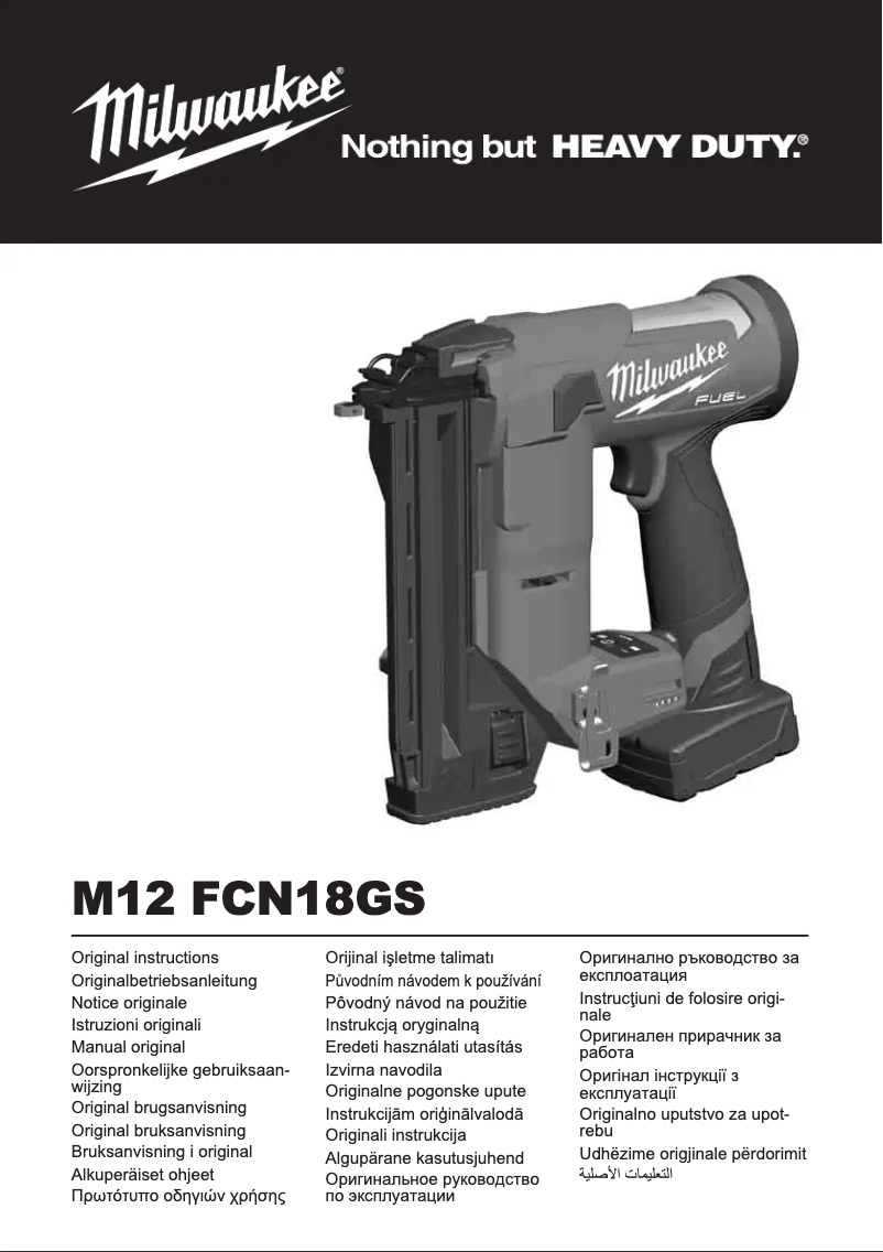 Page 1 of the manual User Manual Milwaukee M12 FCN18GS