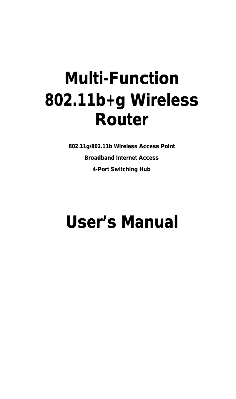Page 1 de la notice Manuel utilisateur Peak Multi-Function 802.11b+g