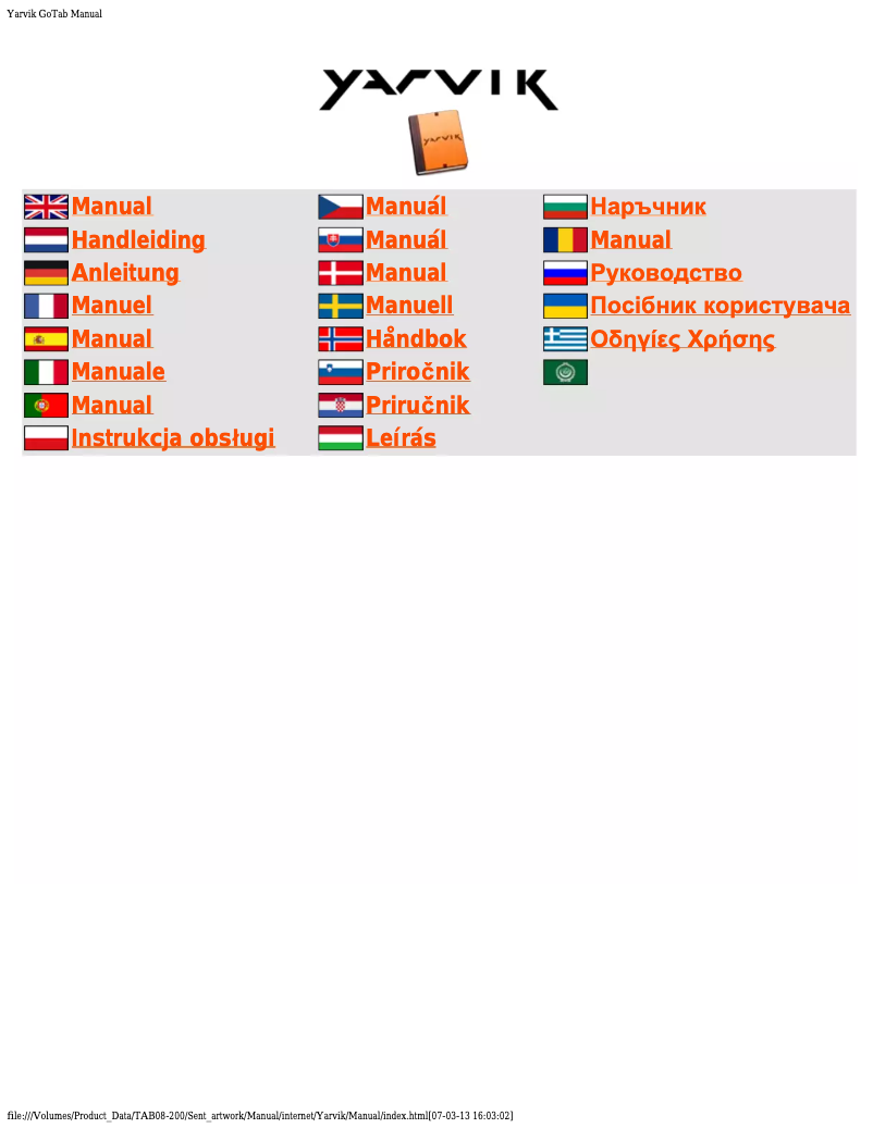 First page image of the manual for GoTab Ion 7