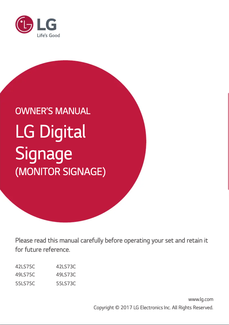 Page 1 of the manual User Manual LG 42LS75C