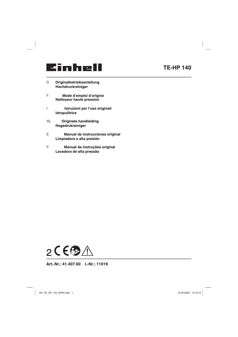 First page image of the manual for TE-HP 140