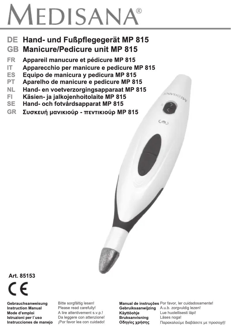 Page 1 of the manual User Manual Medisana MP 815