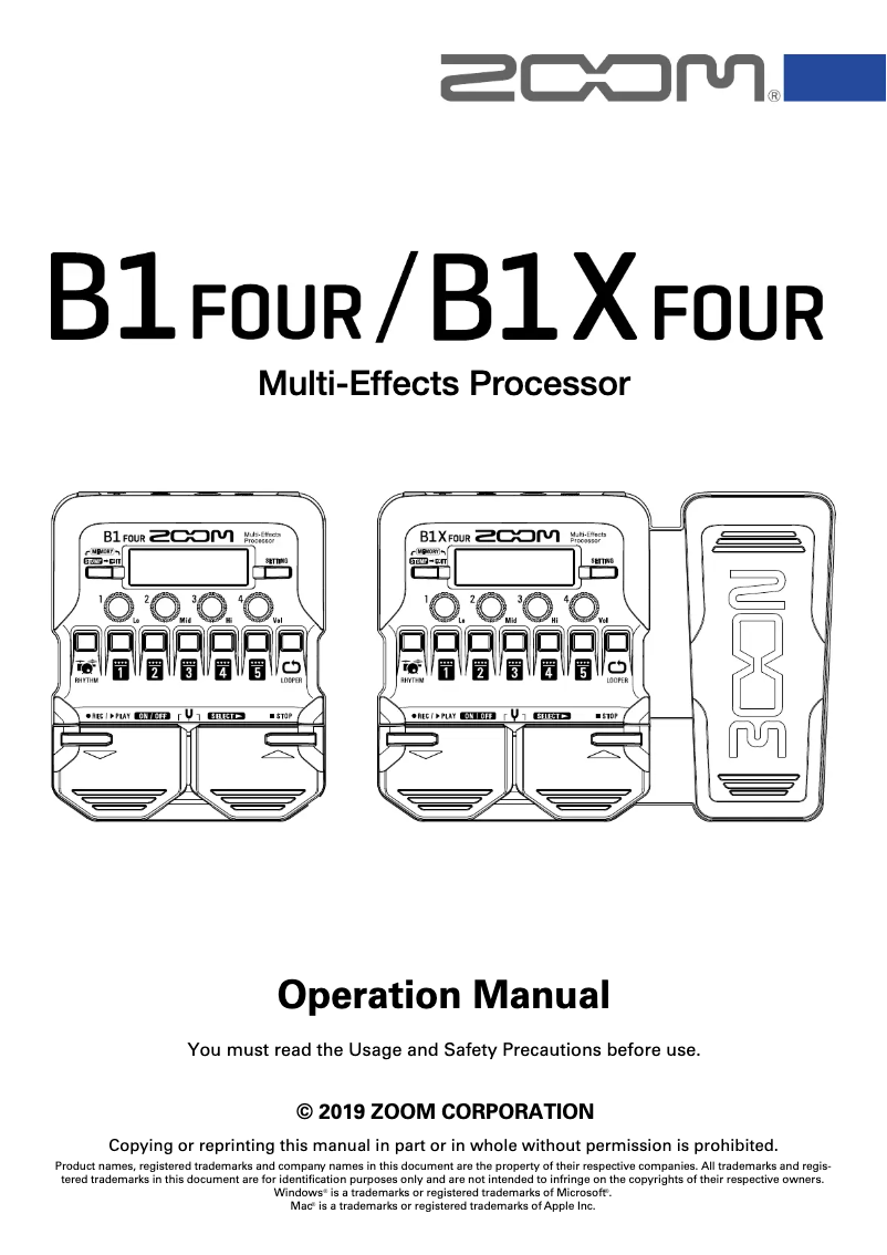First page image of the manual for B1X Four