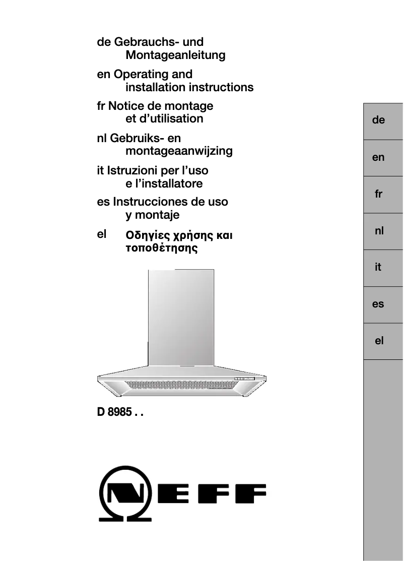 First page image of the manual for D8985N1