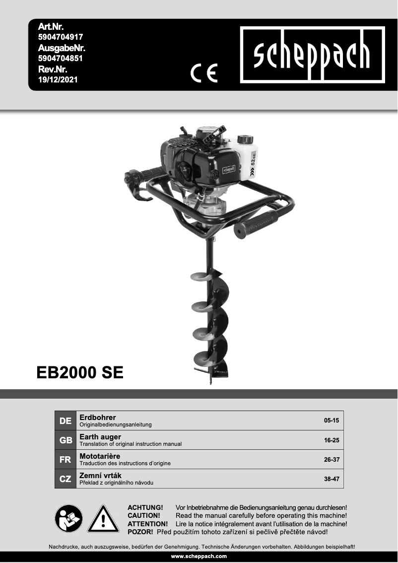 Page 1 of the manual User Manual Scheppach EB2000