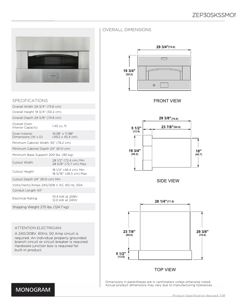 First page image of the manual for ZEP30SKSS