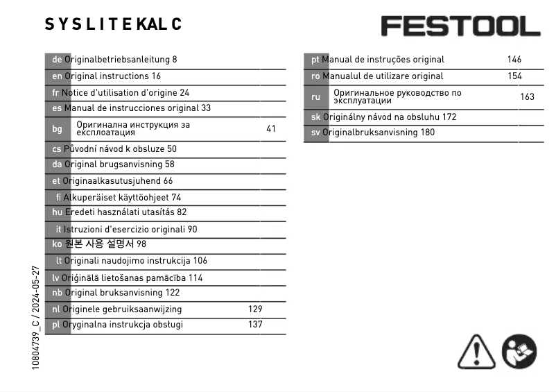 Image de la première page du manuel de l'appareil Syslite KAL C
