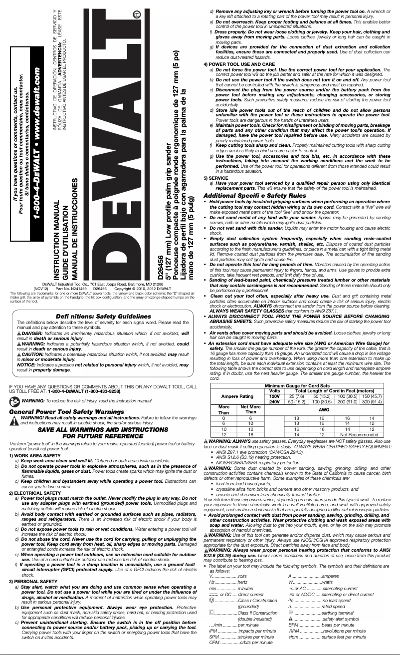 Page 1 of the manual User Manual DeWalt D26456