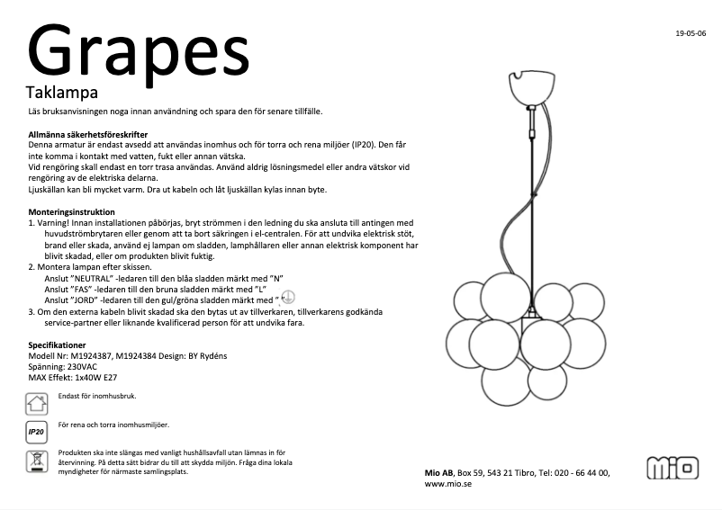 Page 1 of the manual User Manual Mio Grapes