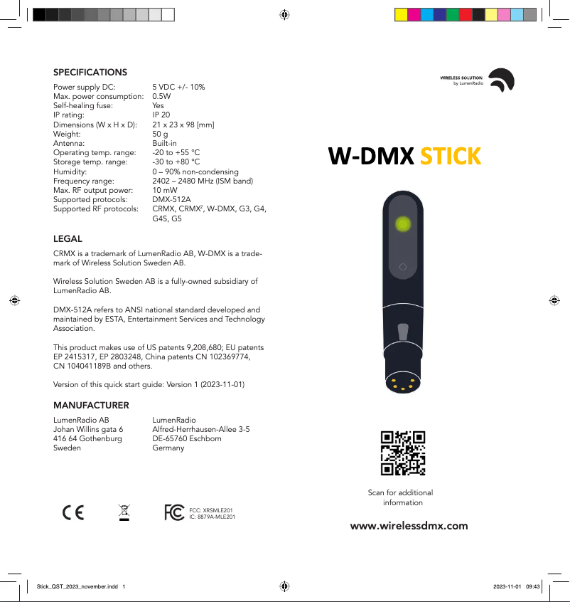 Page 1 of the manual User Manual Wireless Solution W-DMX STICK