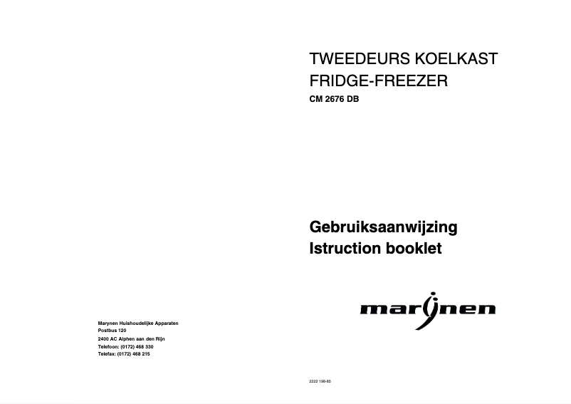 Page 1 of the manual User Manual Marijnen CM 2676 DB