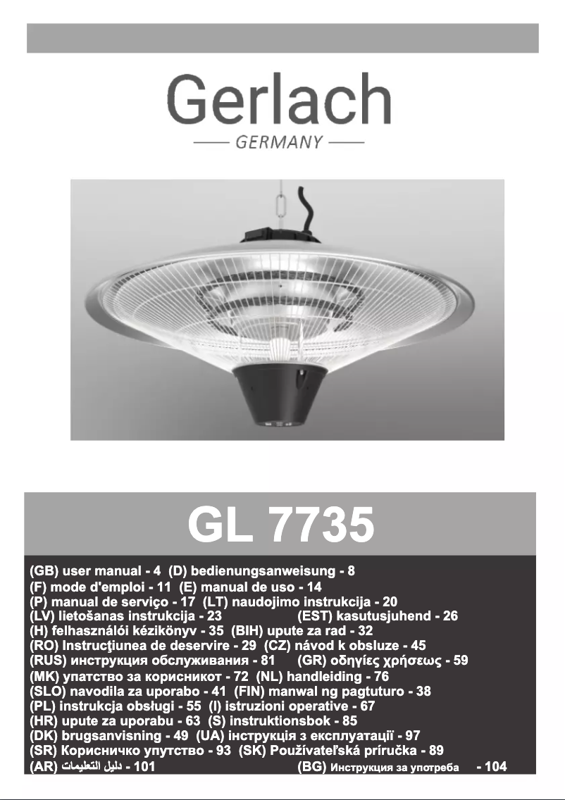 Page 1 of the manual User Manual Gerlach GL 7735
