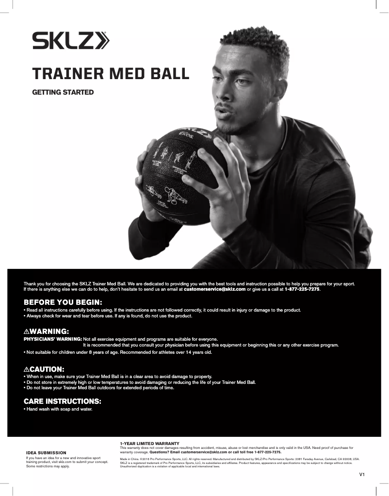 Page 1 of the manual User Manual SKLZ PERF-MEDB-001