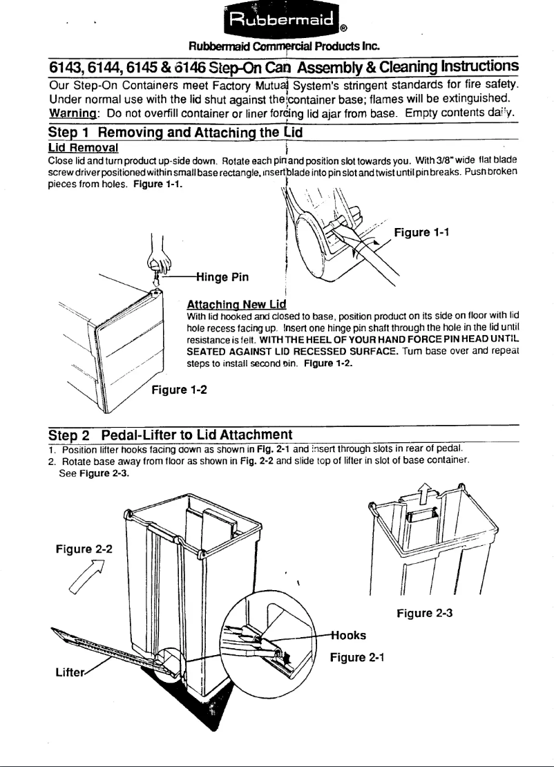 Page 1 de la notice Manuel utilisateur Rubbermaid Step-On 6143