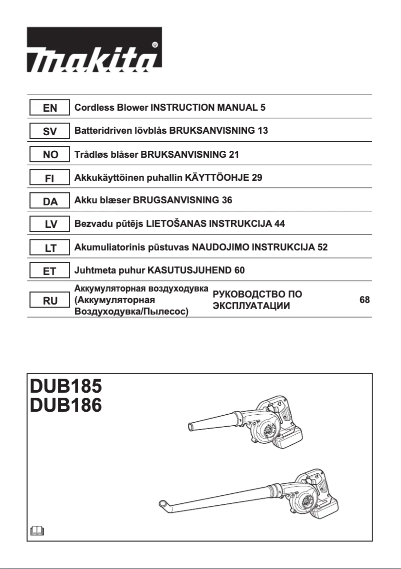 Page 1 of the manual User Manual Makita DUB185