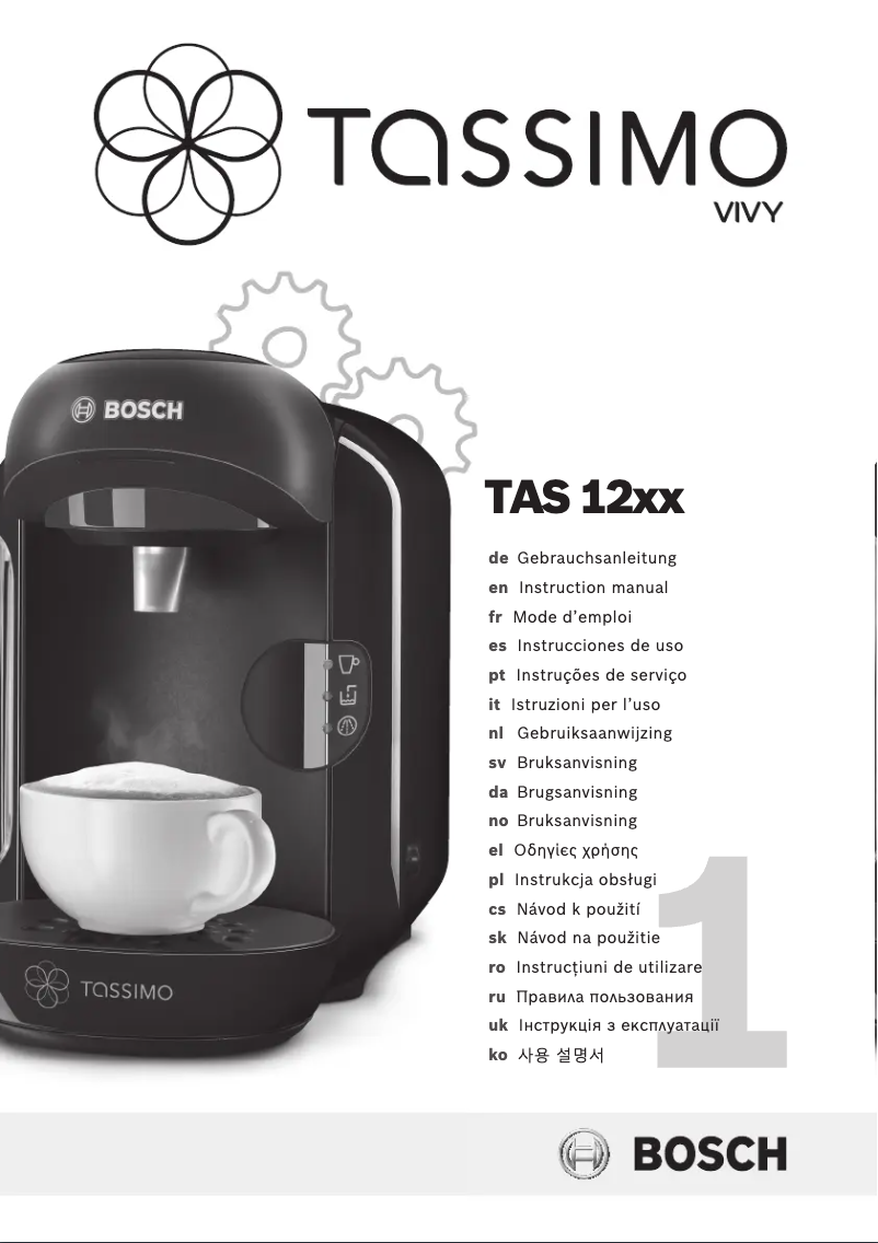 Page 1 of the manual User Manual Bosch Tassimo Vivy TAS1202