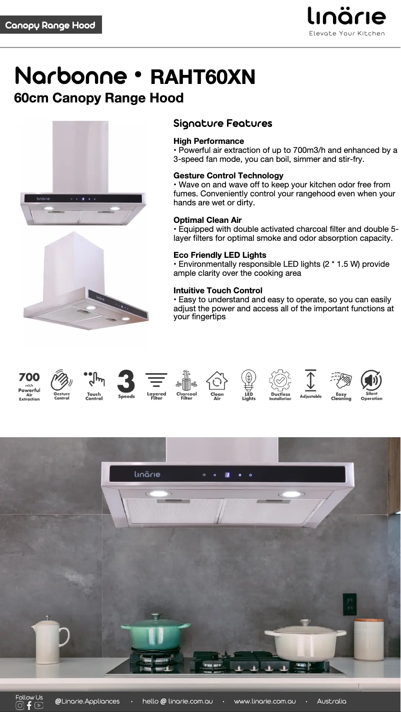 Page 1 of the manual Technical Sheet Linarie Narbonne RAHTS60XN