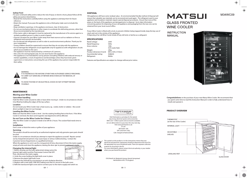 Page 1 of the manual User Manual Matsui M34WC09