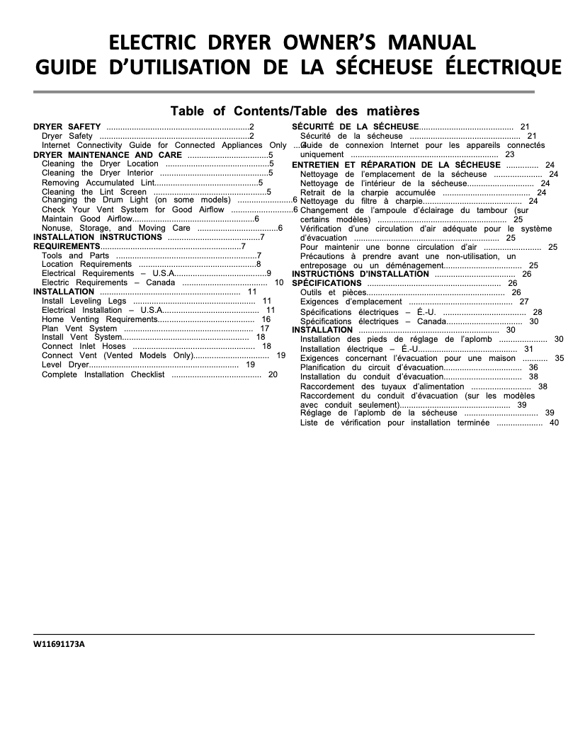 First page image of the manual for YWED6605MC