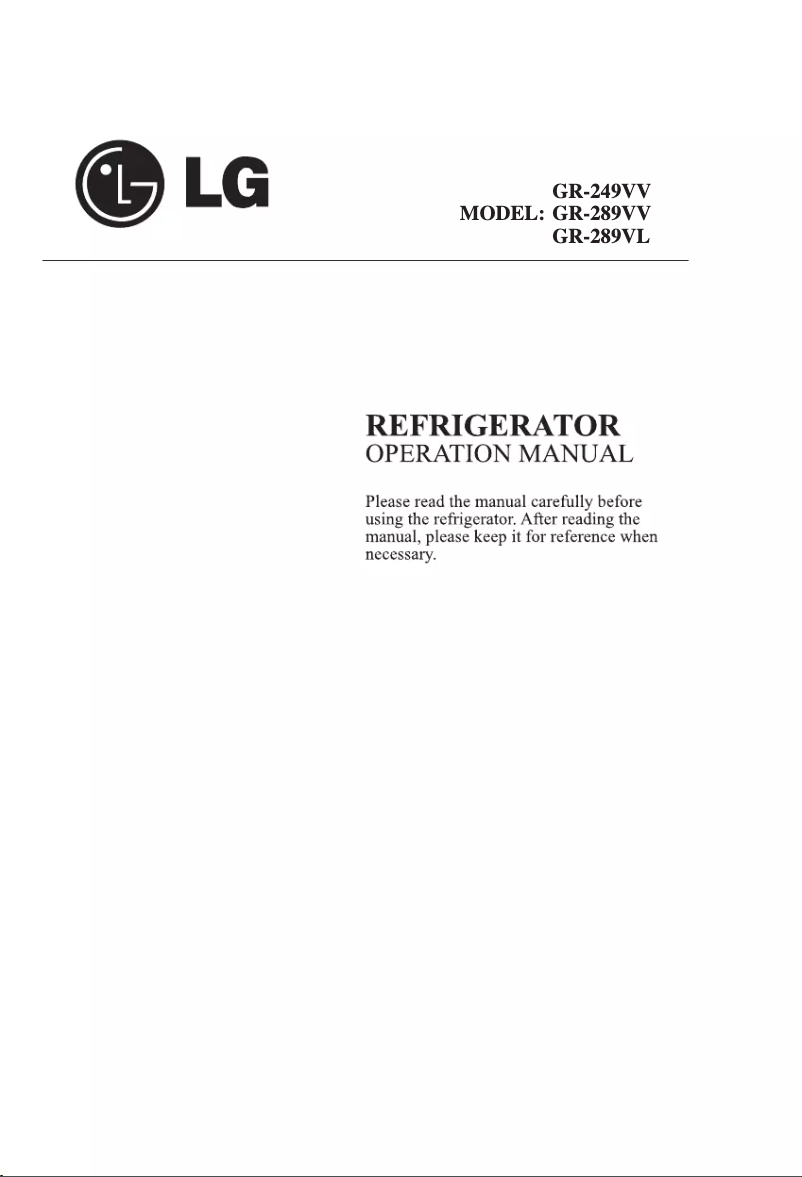 Page 1 of the manual User Manual LG GR-289PS