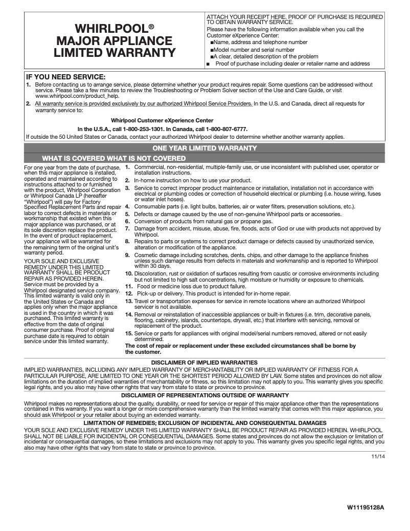 Image de la première page du manuel de l'appareil WCE55US0HW