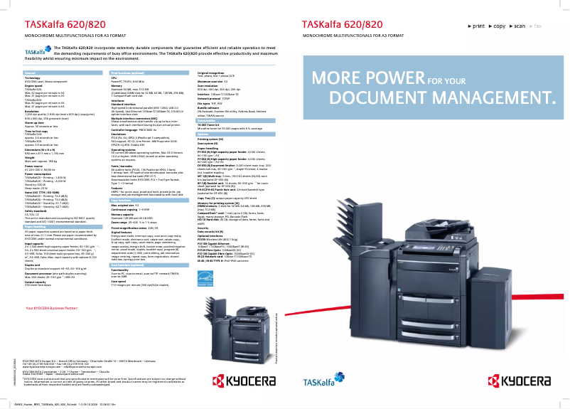 First page image of the manual for TASKalfa 820