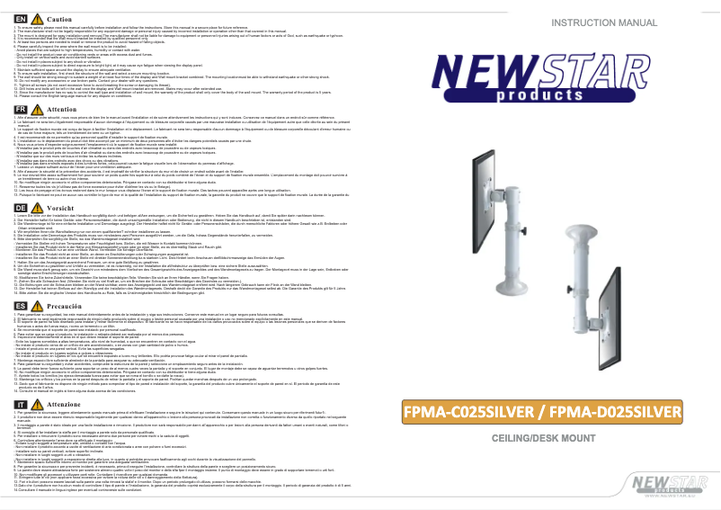 Page 1 of the manual User Manual Newstar FPMA-C025