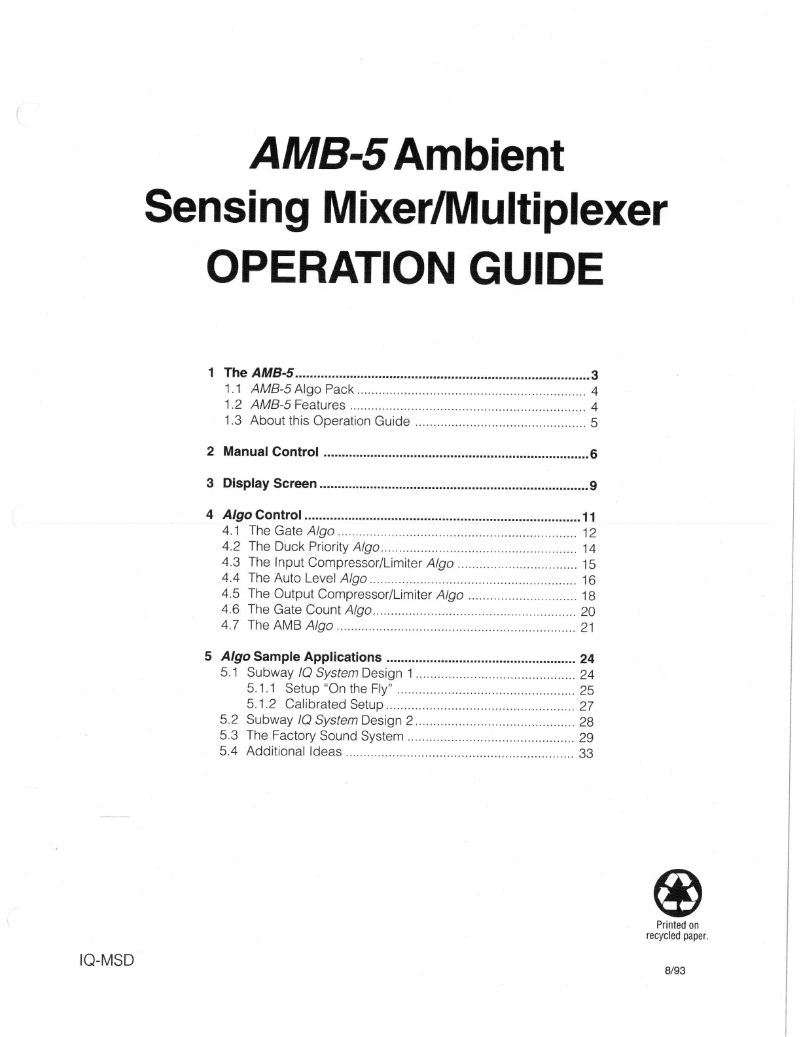 First page image of the manual for AMB-5